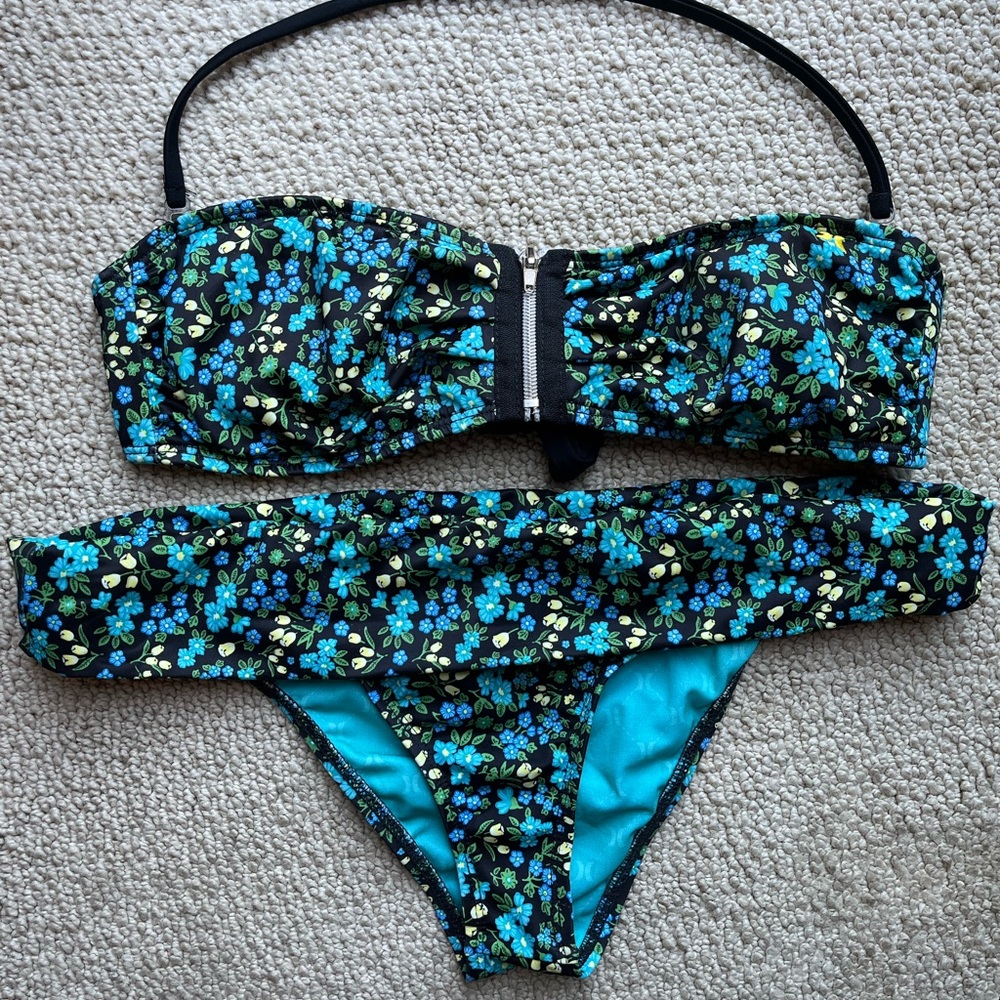 Vintage Hurley Floral Bandeau Bikini Set